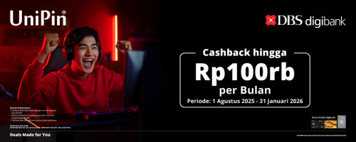 Cashback hingga Rp 100.000 Setiap Transaksi dan Bayar Pakai Kartu Kredit digibank di UniPin!